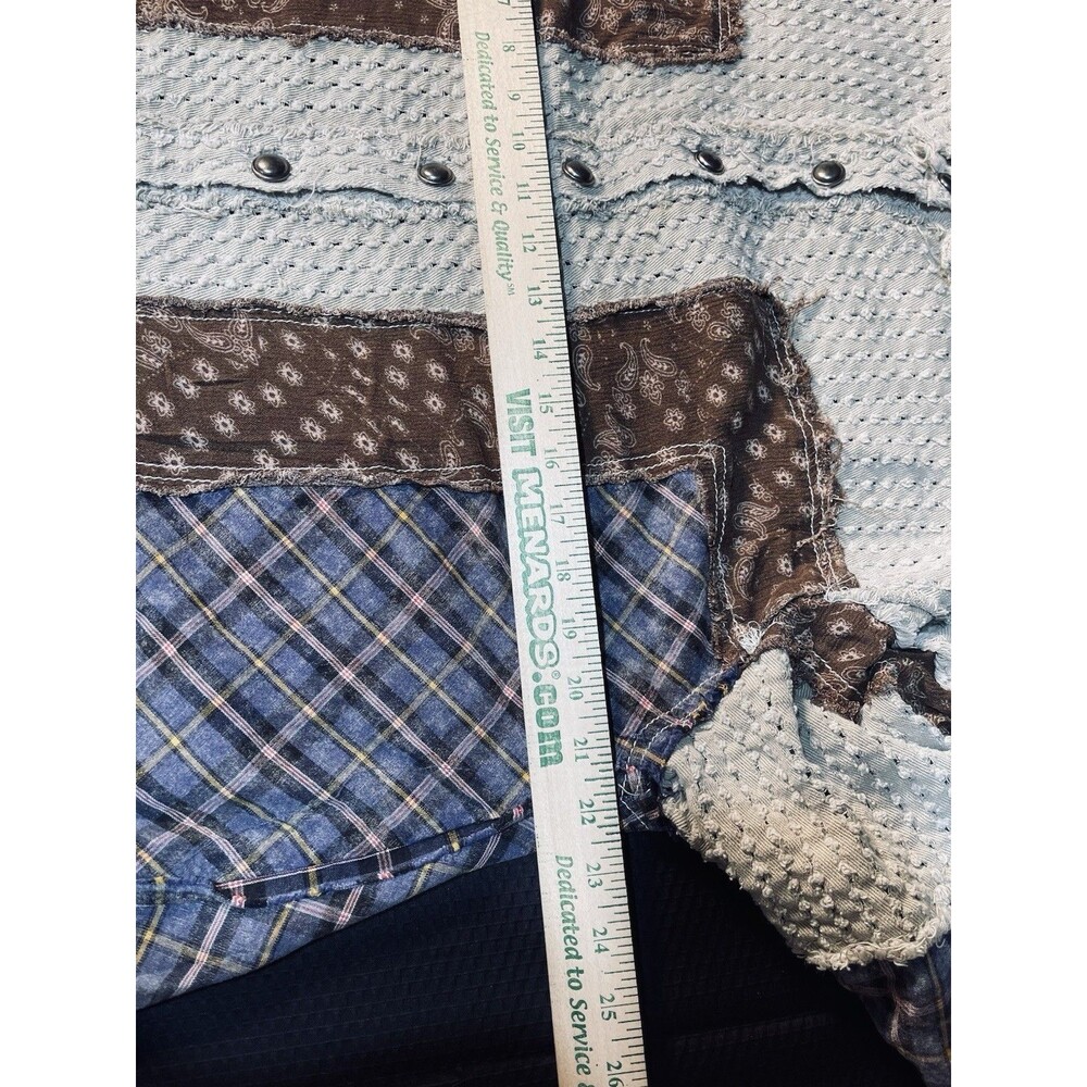 POL Women’s Size Small Plaid Patchwork Button Front Tunic Raw Edge Cotton 0484 - Picture 6 of 6